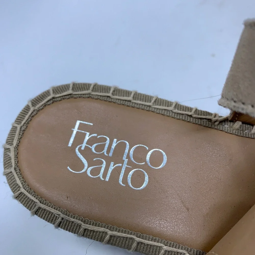 Franco Sarto Womens 7.5M Tan Suede Leanne Espadrille Wedge Sandals